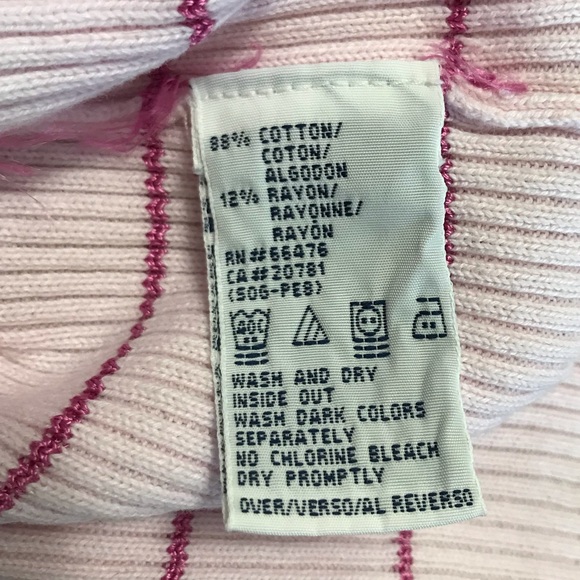 Y2K Tommy Hilfiger Rib Knit Pink Striped Tee Vintage 90s Size Medium - Picture 8 of 9